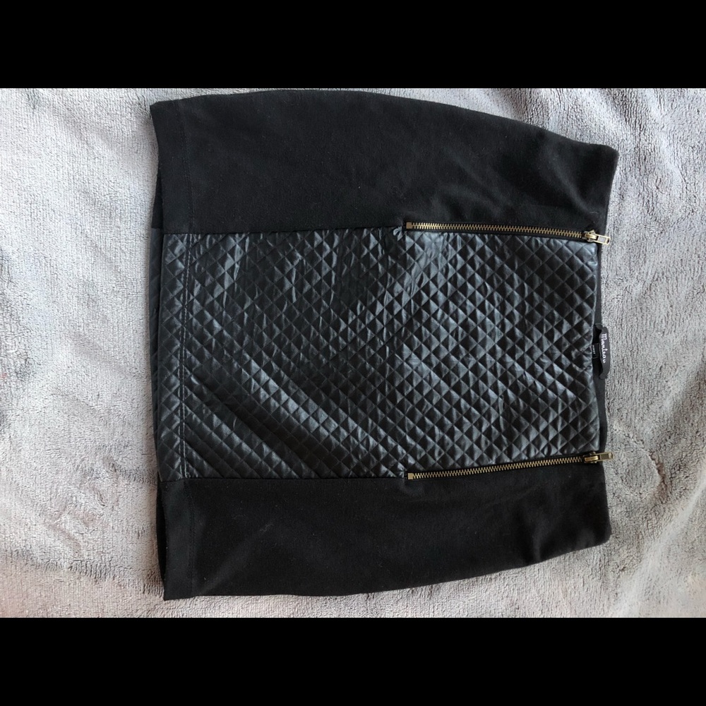 Black leather mini skirt